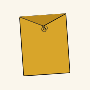 A goldenrod envelope on warm paper.